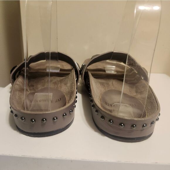 Ivy Kirzhner Gray Leather Strappy Slide Sandals w/Silver Matte studs Sz.7 $345 - Picture 10 of 11